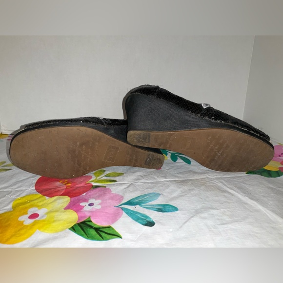 Toms Black Sequined Wedges - Picture 7 of 8